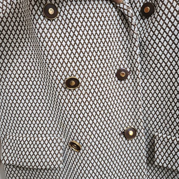 Judy Wayne Womens Vintage 60s Mod Diamond Knit Double Breasted Brown Overcoat 13 - Picture 4 of 12